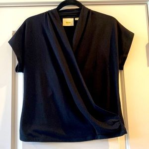 Maeve Anthropologie Black Wakefield Wrap Top